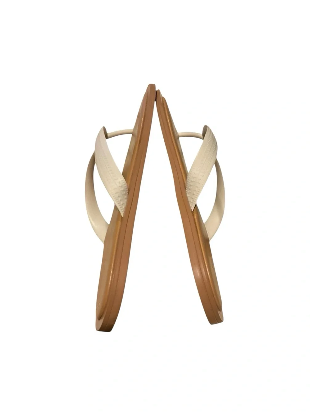 Zara Cream Strap Tan Footbed Flip Sandals - Picture 7 of 10